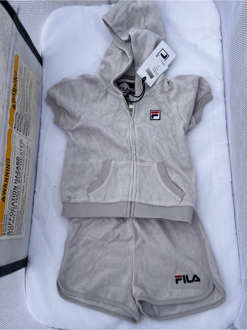 Fila gray Hooded Terry Short Set with Logo
